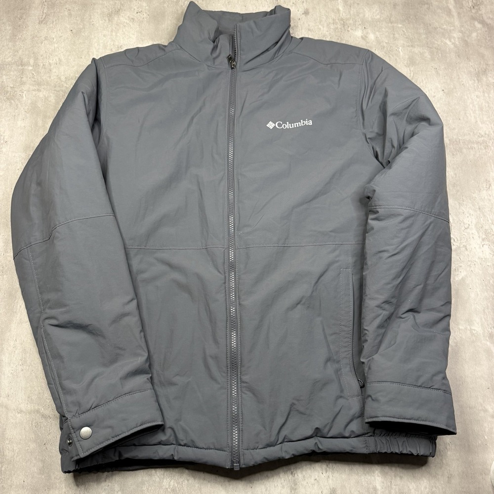 Columbia Mens Northern Bound Jacket Fleece Lined Gray Full Zip Windbreaker M